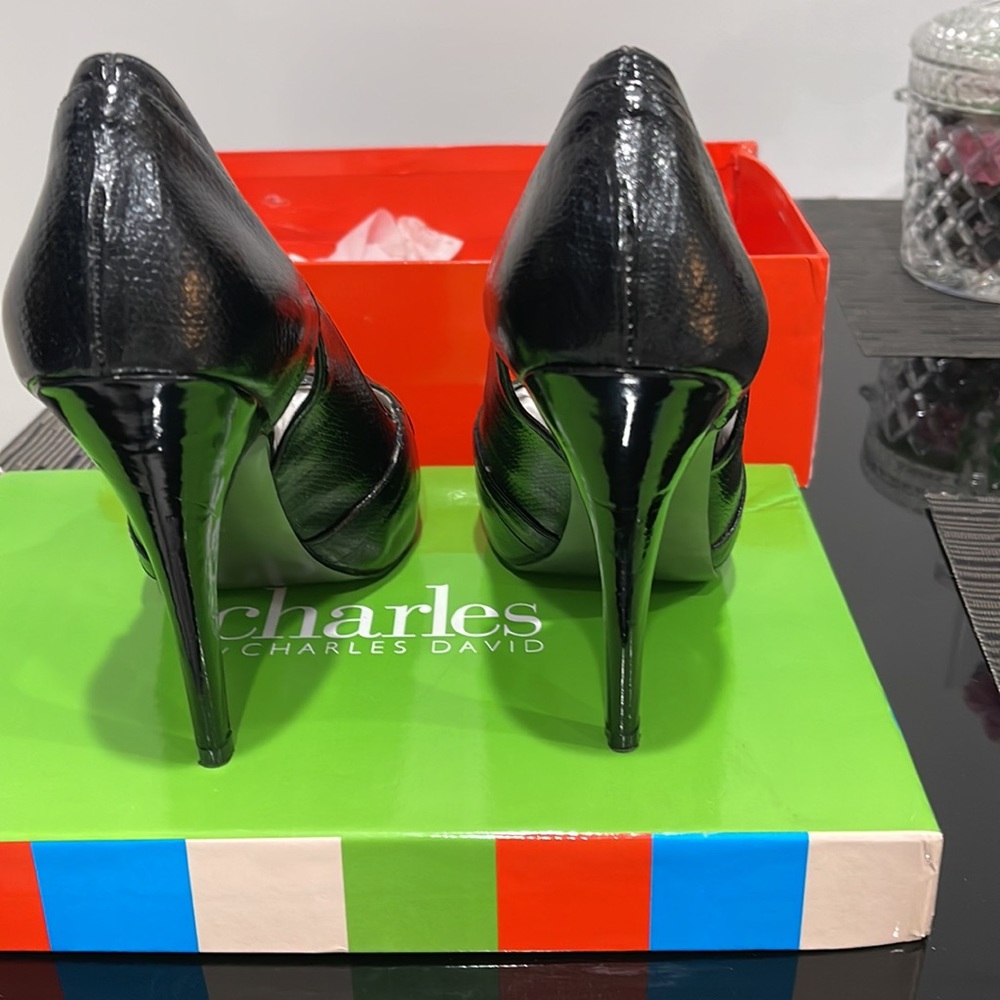 Charles David Black Platform Open Toes Pumps - image 3